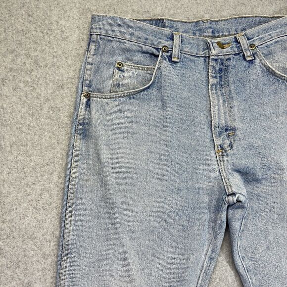 Vintage Wrangler Jeans Men’s 33x30 Light Wash Made in USA 96501 Distressed Y2K - Picture 2 of 16